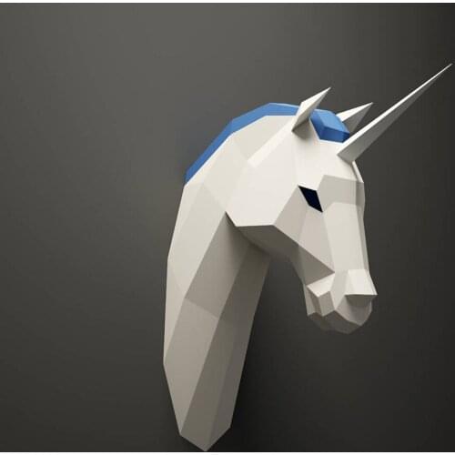 3D Paper Model Unicorn Papercraft Home Decor Wall Decoration Puzzles Educational DIY Kids Toys Birthday Gift