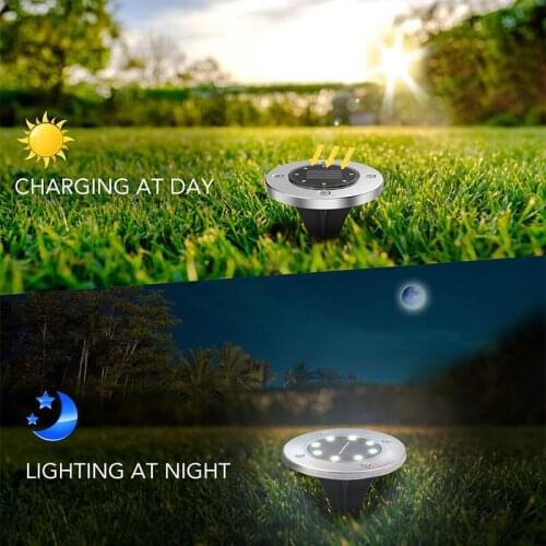 Solar Ground Lights 4Pack LED Solar Garden Lights Waterproof Outdoor Solar Disk Lights Landscape Lighting for Lawn Pathway Yard