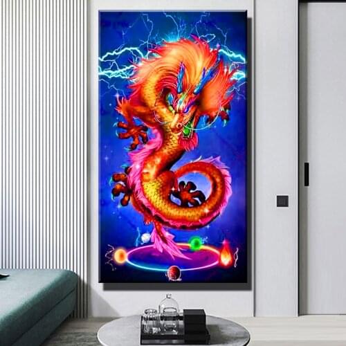 Full square round diamond painting Color golden dragon diamond embroidery 5D rhinestone mosaic diamond myth Cross Stitch
