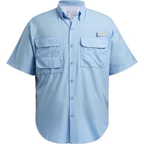 Bassdash Short Sleeve Men’s Fishing Dress Shirt Button Down Woven Outdoor UPF 50