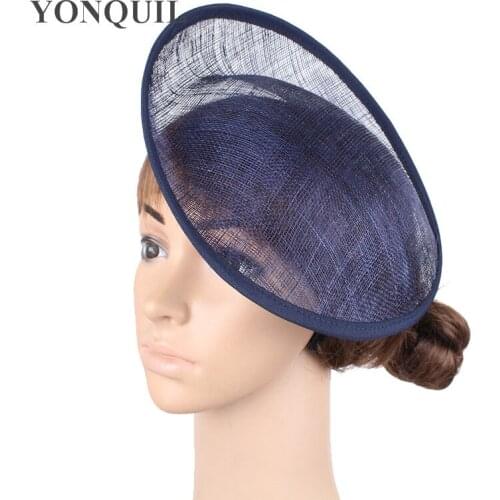 Big 10"/25CM Navy Fascinator Base Wedding Royal Ascot Party Sinamay Fascinator Hats Base DIY Hair Accessories Craft 12PCS/Lot