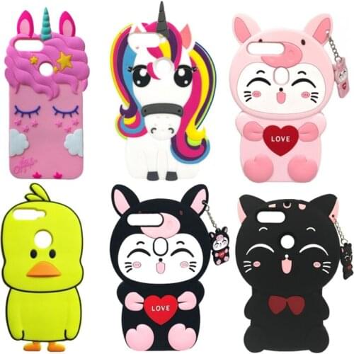 For Huawei Y7 2018 Cover Cute 3D Cartoon Unicorn Duck Cat Soft Silicone Back Cover For Huawei Y7 Prime 2018 Cell Phone Case Bags