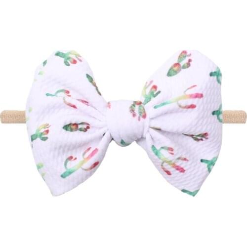 Floral Nylon Headbands 2020 New Christmas 4.5'' Hair Bows Waffle Elastic Hair Bands DIY Girls Hair Accessories For Women