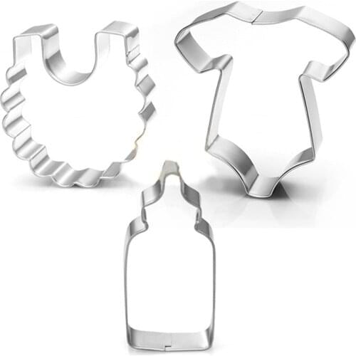Baby Shower Bottle Bib Shape Biscuit Cookie Cutter DIY Chocolate Fondant Feeding Bottle Cake Mold Pastry Bakeware Tools