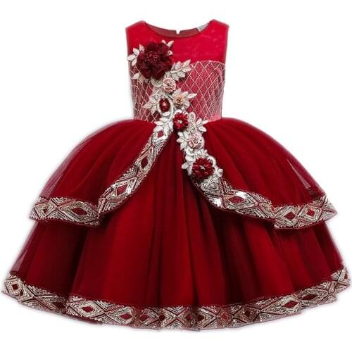 Baby Kids Dress 2021 Summer Girls Flower Decoration Birthday Party Dress Wedding Princess Dresses Children Clothing 12 Year Old
