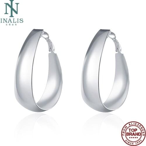 INALIS Glossy Egg Shape Hoop Earrings For Women Simple Romantic Female Copper Earring Anniversary Fashion Jewelry Recommend