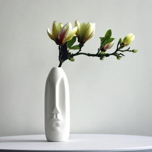 Nordic Ceramic Crafts 3D Face Flower Vase Figurines Modern Art Desktop Decor Flowerpot Plant Pot Interior Living Room Decoration