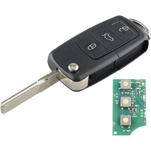Central Locking Car Remote Key For Volkswagen Beetle Caddy Golf Mk6 3 Buttons Flip Smart Key Fob Chip ID48 Remote Control Key