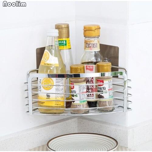 NOOLIM Multifunctional Stainless Steel Kitchen Spice Bottle Storage Shelf Bathroom Cosmetic Toiletries Holder Wall Organizer