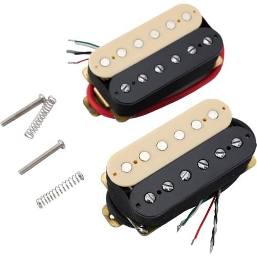 Musiclily 52mm Bridge and 50mm Neck Guitar Humbucker Double Coil Pickups for Electric Guitar, Zebra