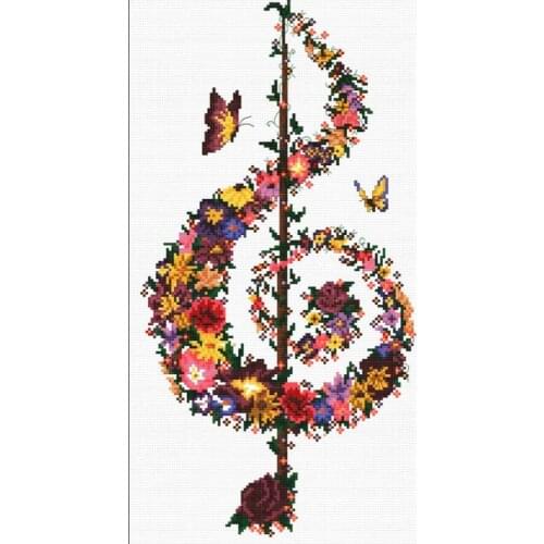 Music note flowers 2016home Decor counted14ct white canvas similar DMC Cross Stitch kits 14CT needlework Set DIY embroidery