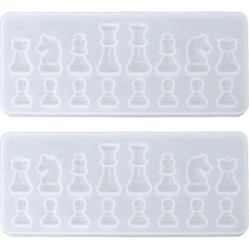 Resin Casting Molds Set by Garloy,2Pcs 3D Chess Clear Silicone Mold for Making Dried Flower Resin Decorative DIY Hand Crafts