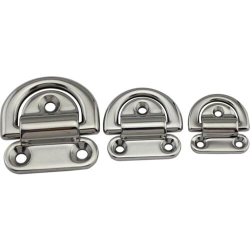 Stainless Steel 316 D Ring Deck Folding Pad Eye Lashing Tie Down Cleat for Marine Yacht Boat 6mm/8mm/10mm