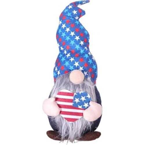 Plush Doll Five-pointed Star Pattern Decorative Exquisite Faceless Gnomes Old Man Dolls American Independence Day Desktop Decor