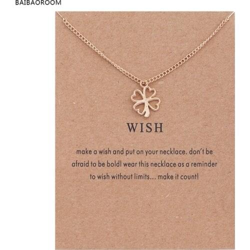 Golden Plated Clover Wish Love Alloy Clavicular Bones Pendant Short Chocker Necklace