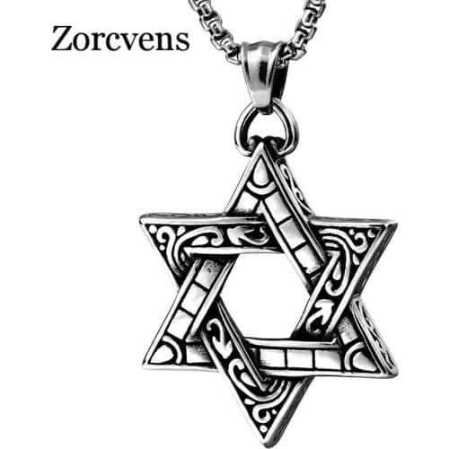 Modyle Punk Stylish Hexagon Star Totem Pendants Nacklaces 316L Stainless Steel Jewelry For Man Male Gifts