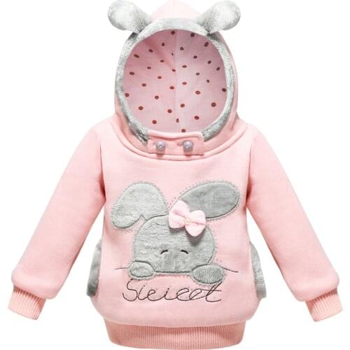 Sweet Rabbit Girls Hoodies Keep Warm Autumn Winter Thicken Girls Jacket Hooded Casual Kids Sweater Birthday Present Kids Clothes