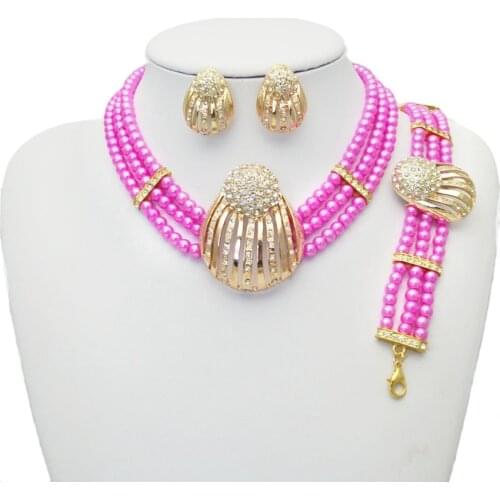 Yulaili Wholesale African Beads Jewelry Sets Women Party Nigerian Bridal Resin Necklace Bracelet Earrings Fashion Jewelery