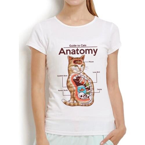 Anatomy of a Cat funny t shirt women summer new white casual short sleeve tshirt femme kawaii meow streetwear t-shirt