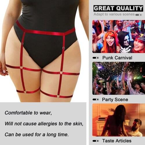 Punk Goth Plus Size Harness Fashion Adjust Waist Size Suspender Belt Erotic Lingerie Leg Garters Plump Womens Underwear