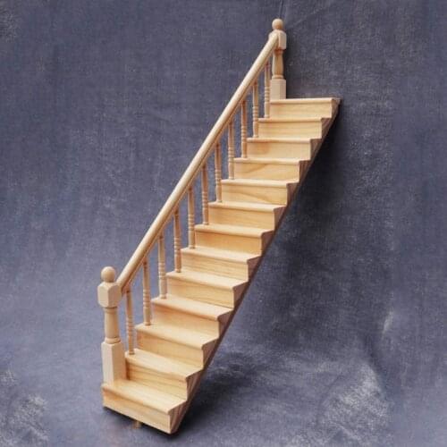1:12 Dollhouse Miniature Handrail Staircase Wooden Scene Plain Stairway Models 54DA