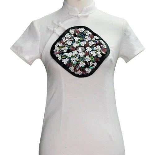 1piece Floral Embroidery Applique Beaded Sequin Rhinestones Patches Clothes Dress Decorated Craft DIY Sewing Accessories TH760