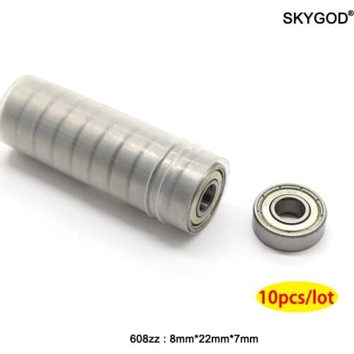 10PCS 608ZZ Bearing steel/Bearing Deep Groove Ball Miniature Bearings 608-ZZ 8*22*7mm 8x22x7 High Quality 52100 Chrome Steel