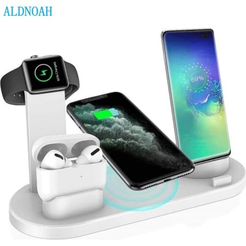10W Fast Wireless Charger Stand 4 in 1 Qi Charging Dock Station for iPhone 11 XS XR X 8 7 6 Plus Airpods Pro Apple Watch 6 5 4 3