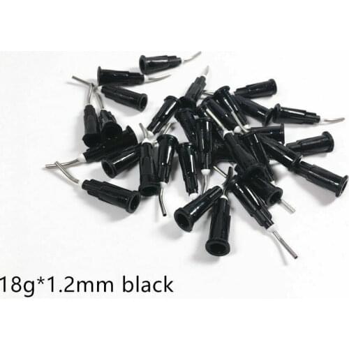 100-2000Pcs Disposable Safety Prebent 18GA 1.2mm Irrigation Needle Flow Resin Conveyor Tips Black