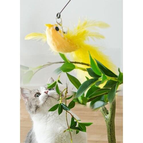 Usd2.3/pc bird feather spring cat filler teaser fishing rod cat playing toy 20pcs/lot
