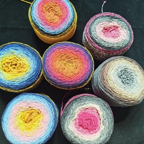 200g Rainbow Segment Dyed Cake Yarn DIY Handmade Gradient Color Cotton Yarn Crochet Hat Bag Shawl Blanket Sweater Cape