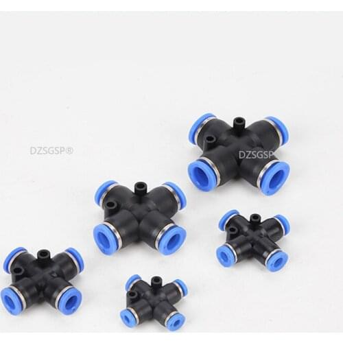 4 Way Cross Shape Equal Pneumatic 8mm 10mm 6mm 4mm 12mm OD Hose Tube Push In 4-Port Air Splitter Gas Connector Quick Fitting