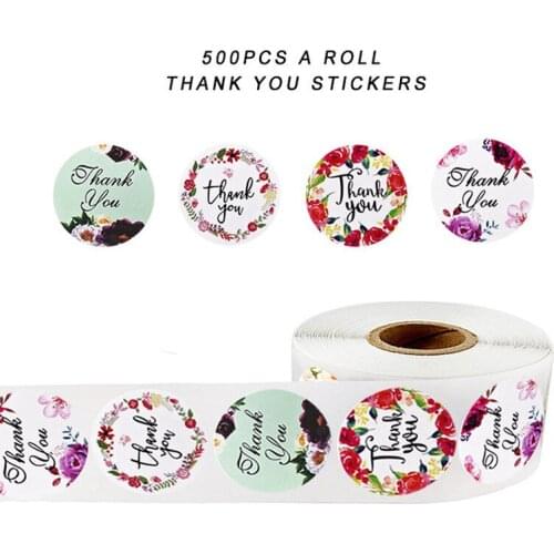500pcs Exquisite 4 Floral Pattern Thank You Stickers Seal Labels for Paper Wrap Card Party Baking Gift Decor Scrapbook Sticker