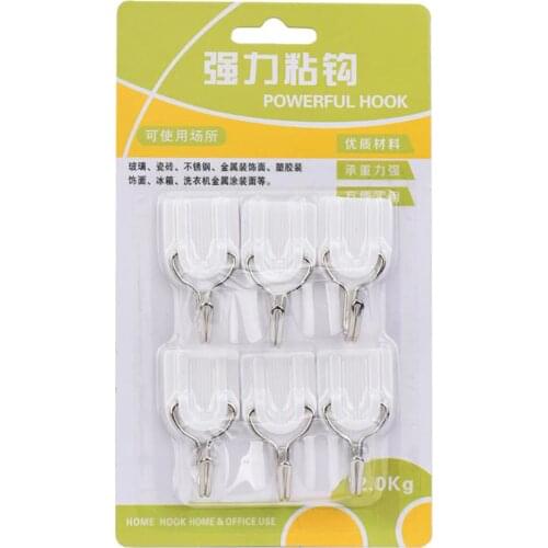 6Pcs/set durable Strong Sticky Hooks Door Wall Hanger Holder Tiles Glass Adhesive Hooks for Bathroom Kitchen Utensil Clothing