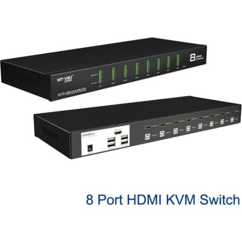 8 Port HDMI KVM Switch support 4Kx2K Auto Hotkey Select EDID with Original Cable Set MT-0801HK