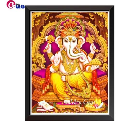 Golden Lord Ganesha Diamond Painting Full Square/Round India Religion 5d Diamond Embroidery Pictures for Living Room Decor