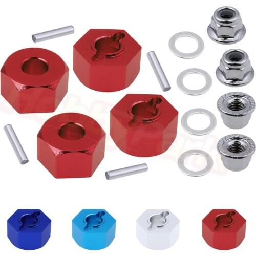 Aluminum Hex Wheel Hubs and M4 Flanged Lock Nuts Set for Traxxas Slash 2WD 1/10 Short Course Upgrade Parts 1654 3654