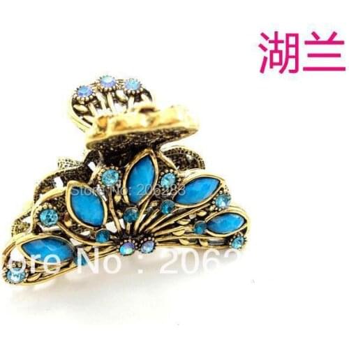 Bohemia Vintage Retro style crystal women Hair Claws Flower hairpin D3876 12pcs/lot+free shipping