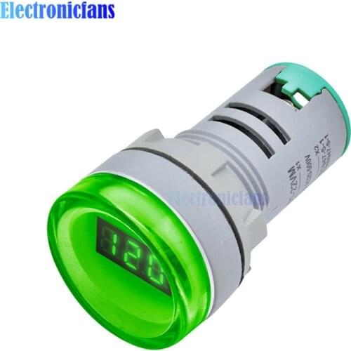 22MM Digital LED Display Gauge Volt Voltmeter Voltage Meter Indicator Pilot Light T90 AC 60V-500V AC60-500V 0-50A Green DIY