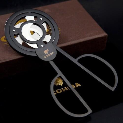 COHIBA Trible 3 Blades Black Cigar Cutter Stainless Steel Pocket Zigarre Cigarette Knife Cuban Smoking Guillotine Tools 843Y