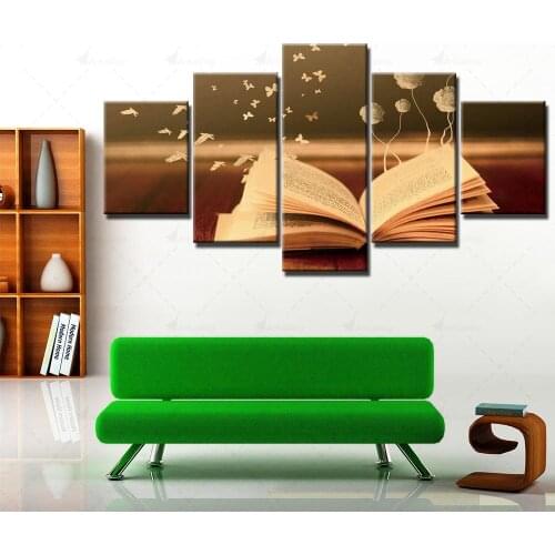 Home Decoration Hd Printing Painting Book Pictures Wall Art Modular 5 Pieces Canvas Poster Modern Framework Bedside Background