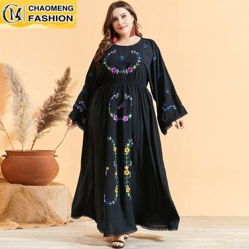Dubai Abaya Embroidered Fashion Plus Size Hijab Dress Turkey Kaftan Islam Clothing Muslim For Women Vestidos Arabic Maxi Robe