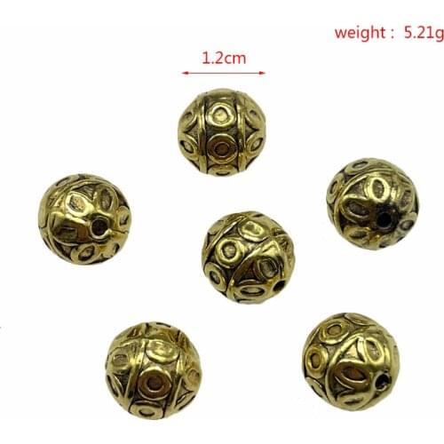 JunKang 12mm alloy retro pattern solid spacer beads DIY production of ethnic style high-end jewelry crafts connector accessories