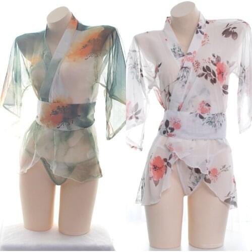 1 set Japanese Style Printed Kimono Yukata Sleepwear Girls Nightdress Cosplay Costume for Women Girl Christmas Gift