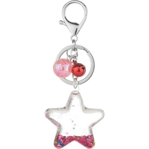 Beautiful Star Acrylic Quicksand Liquid Diy Keychain Keyring Bag Charm Bagpack Pendant For Women Men Designer Gift Jewelry