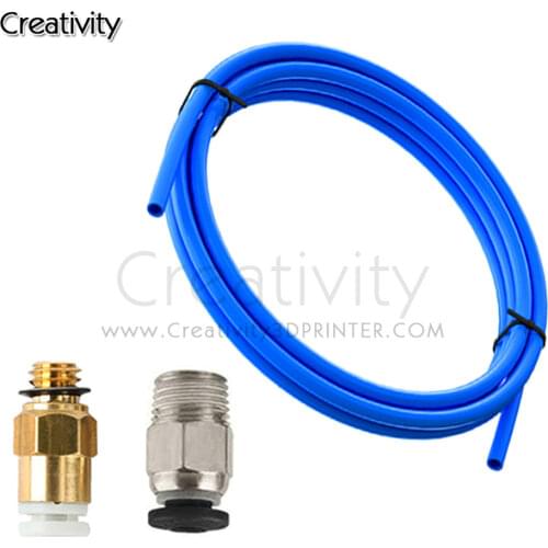 Creativity Bowden PTFE Creativity Tubing 1M+1Pcs Quick Fitting + 1Pcs Straight Pneumatic Fitting Push to Connect for 3D Printer