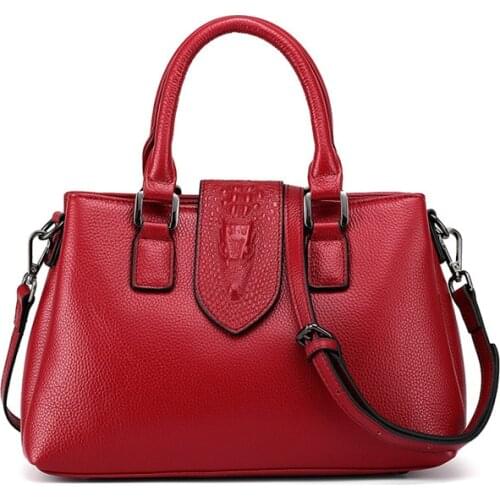 Crocodile Grain Women Handbag Large Genuine Leather Female Totes Brand Designer Business Women Leather Shoulder Bag