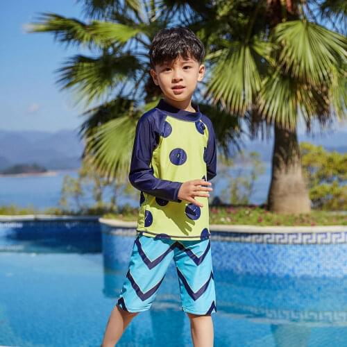 Boys Kids Two Piece Rash Guard Swimsuits Long Sleeve Swim Shirt with Trunks UV Sun Protection Sunsuit Swimwear Bathing Suits