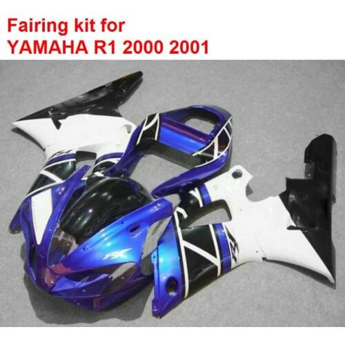 Top selling fairings for YAMAHA R1 2000 2001 blue black white Injection mold fairing kit YZF R1 00 01 MM142