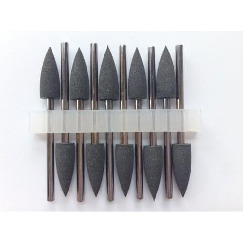 BEST Dentist Dental 10pcs SILICONE Rubber Polishers Diamond Polishing Burs Extra Coarse Black For Resin Base 2.35mm